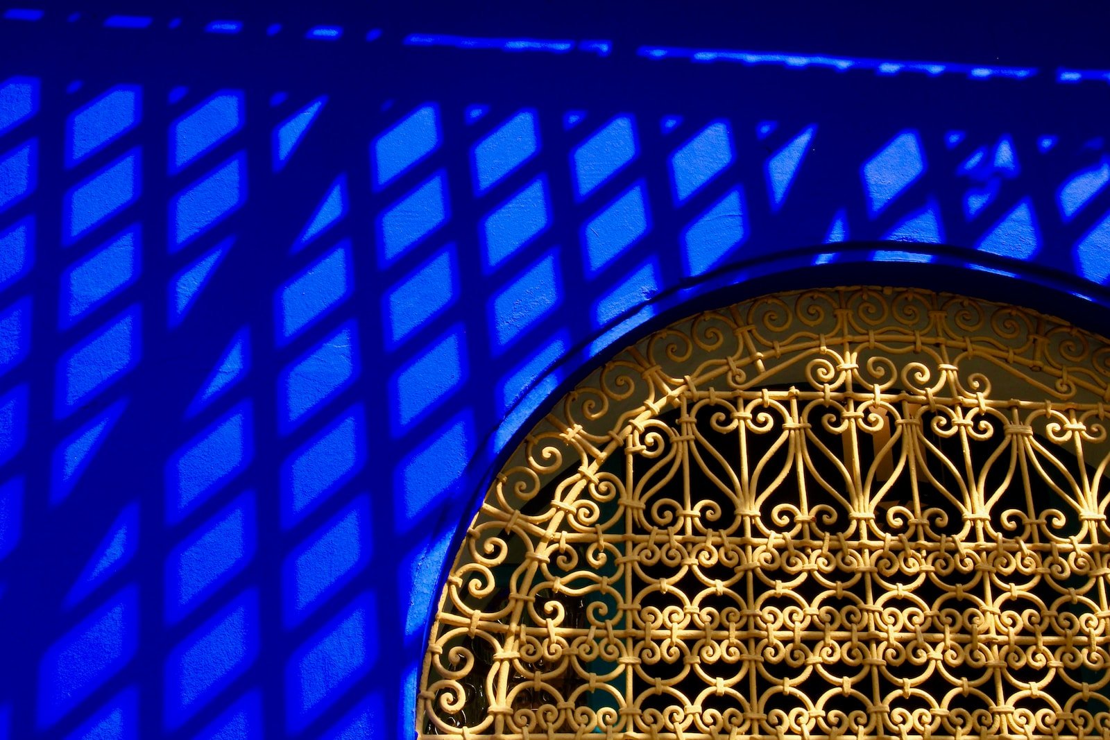 a close up of a metal gate with a blue background